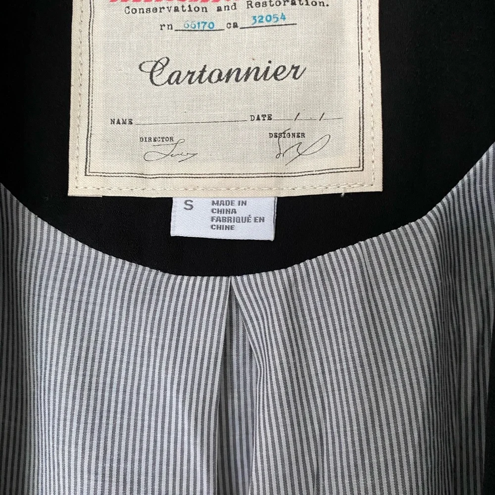 CARTONNIER x ANTHROPOLOGIE Open Front Tailored Black Blazer Size Small